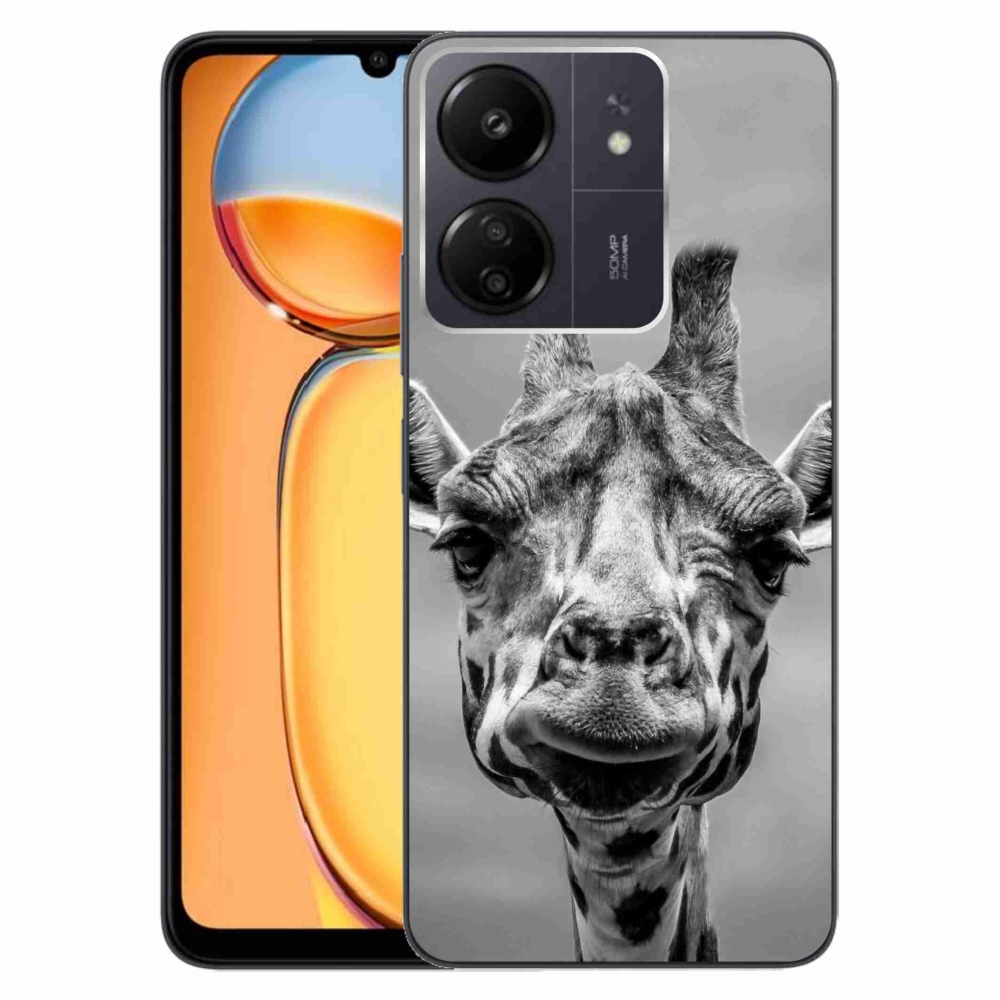 Gelový kryt mmCase na Xiaomi Poco C65/Redmi 13C - černobílá žirafa