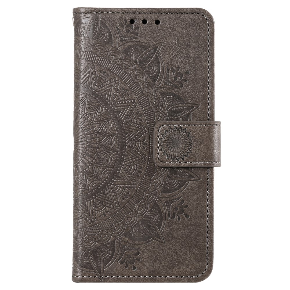 Mandala knížkové pouzdro na Xiaomi 15 - šedé