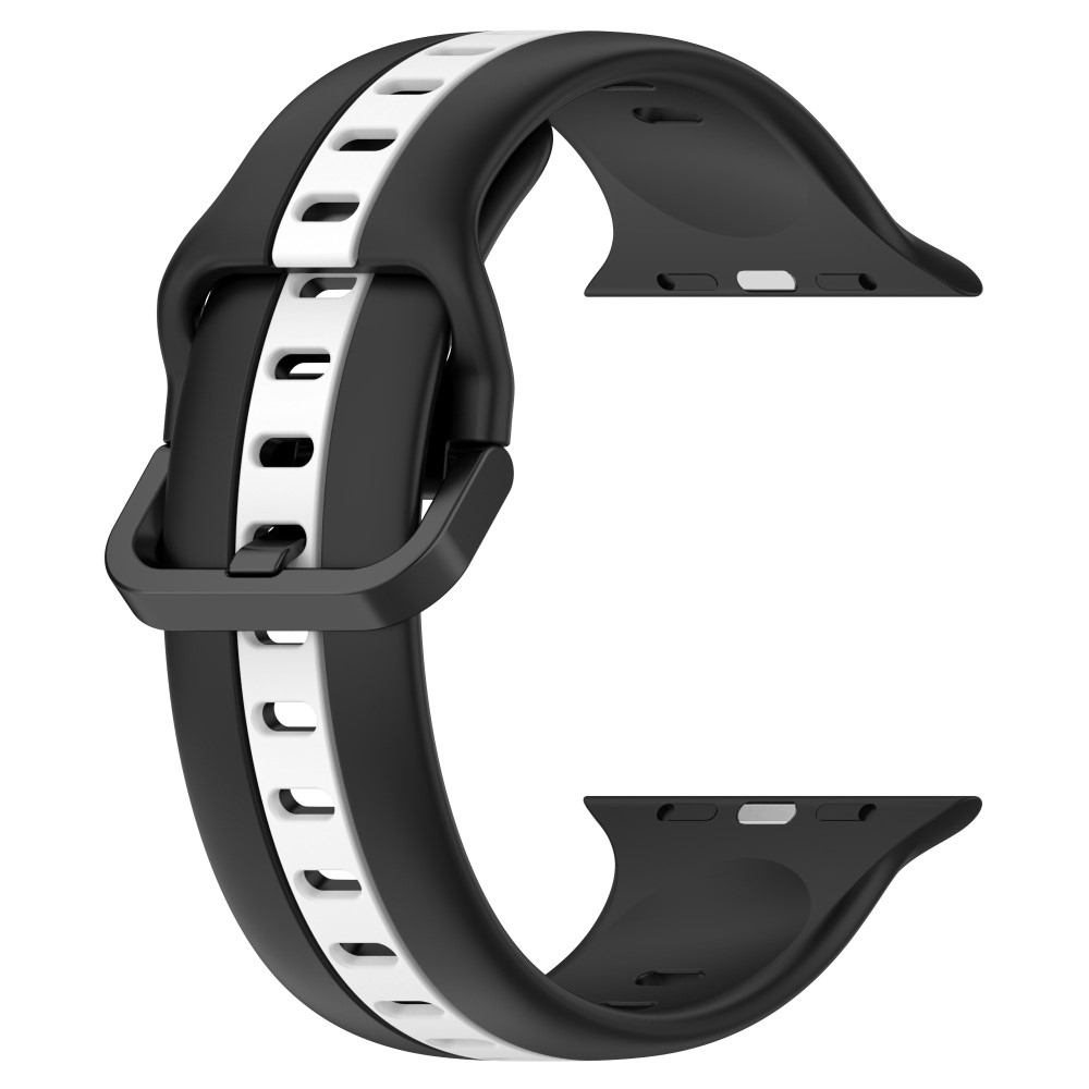 Strap silikonový řemínek na Apple Watch Ultra/Ultra 2 49mm/SE/SE 2022/2023 44mm/9/8/7 45mm/6/5/4 44mm/3/2/1 42 mm - černý/bílý