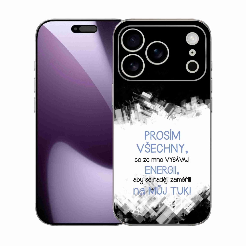 Gelový kryt mmCase na iPhone 17 Pro - vtipný text 1 modrý