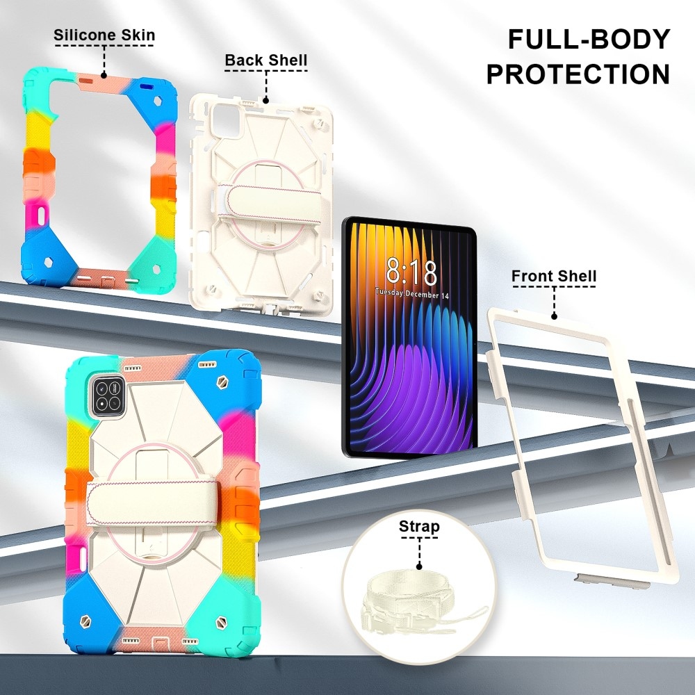Strap odolný kryt s držákem na ruku a ramenním popruhem na Xiaomi Pad 7/7 Pro - barevný