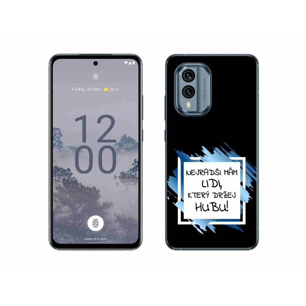 Gelový kryt mmCase na Nokia X30 5G - vtipný text 7 bíločerné pozadí