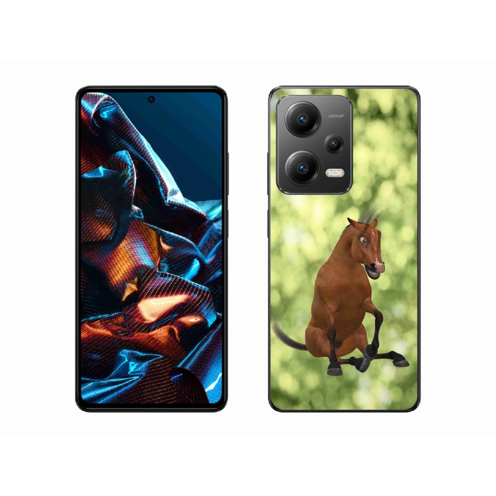 Gelový kryt mmCase na Xiaomi Redmi Note 12 Pro 5G - hnědý kreslený kůň 1