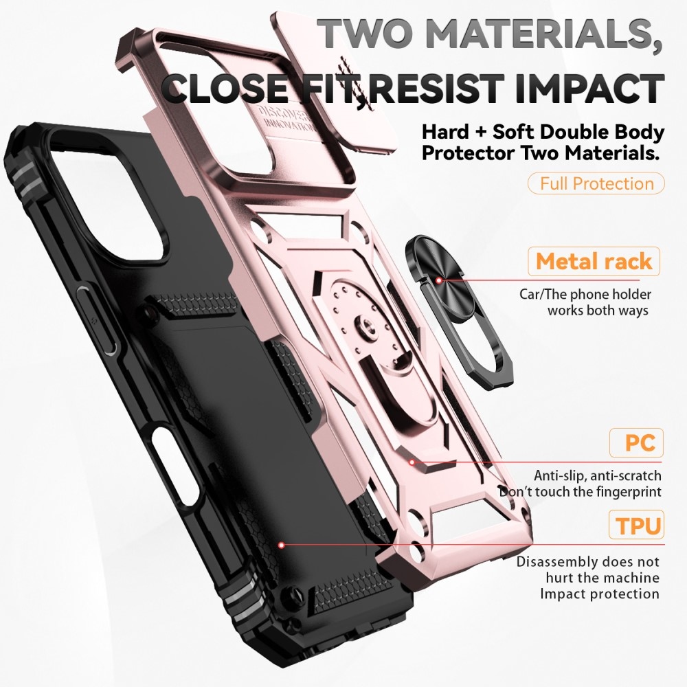 Slide odolný kryt na iPhone 16 - růžovozlatý