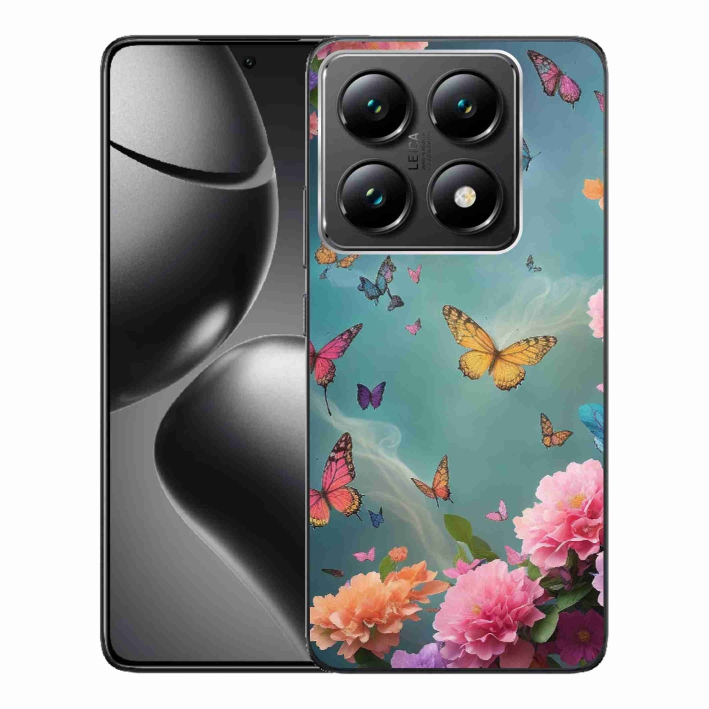 Gelový kryt mmCase na Xiaomi 14T Pro - barevné květy a motýli