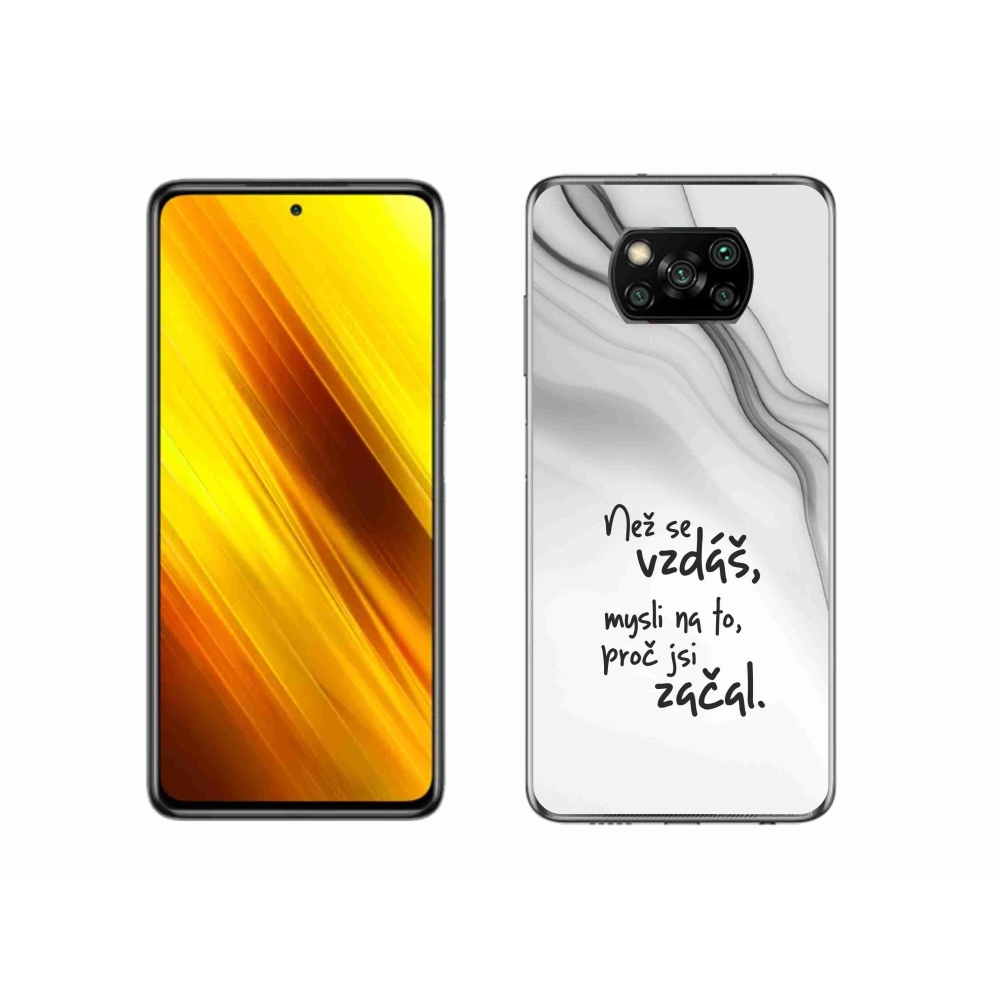 Gelový kryt mmCase na Xiaomi Poco X3 - citát 2 bílé pozadí
