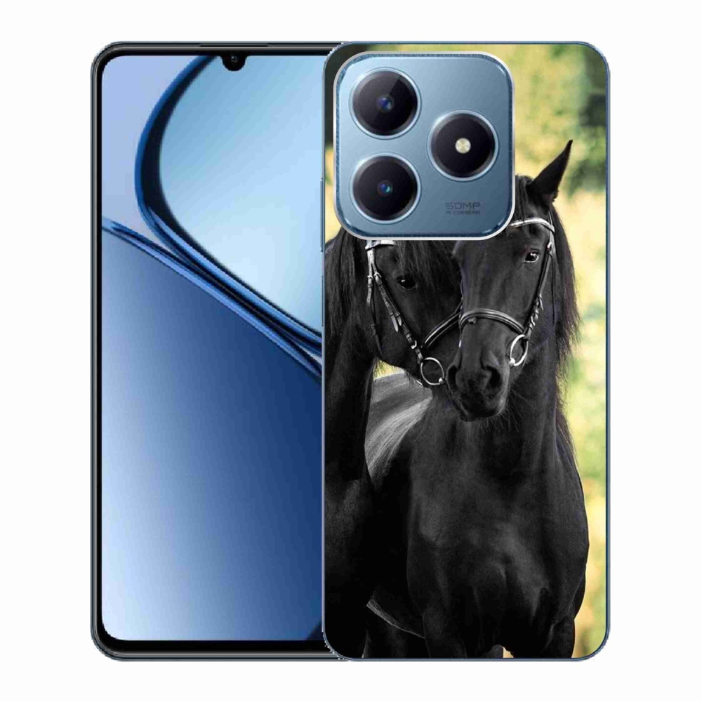 Gelový kryt mmCase na Realme C63 - dva černí koně