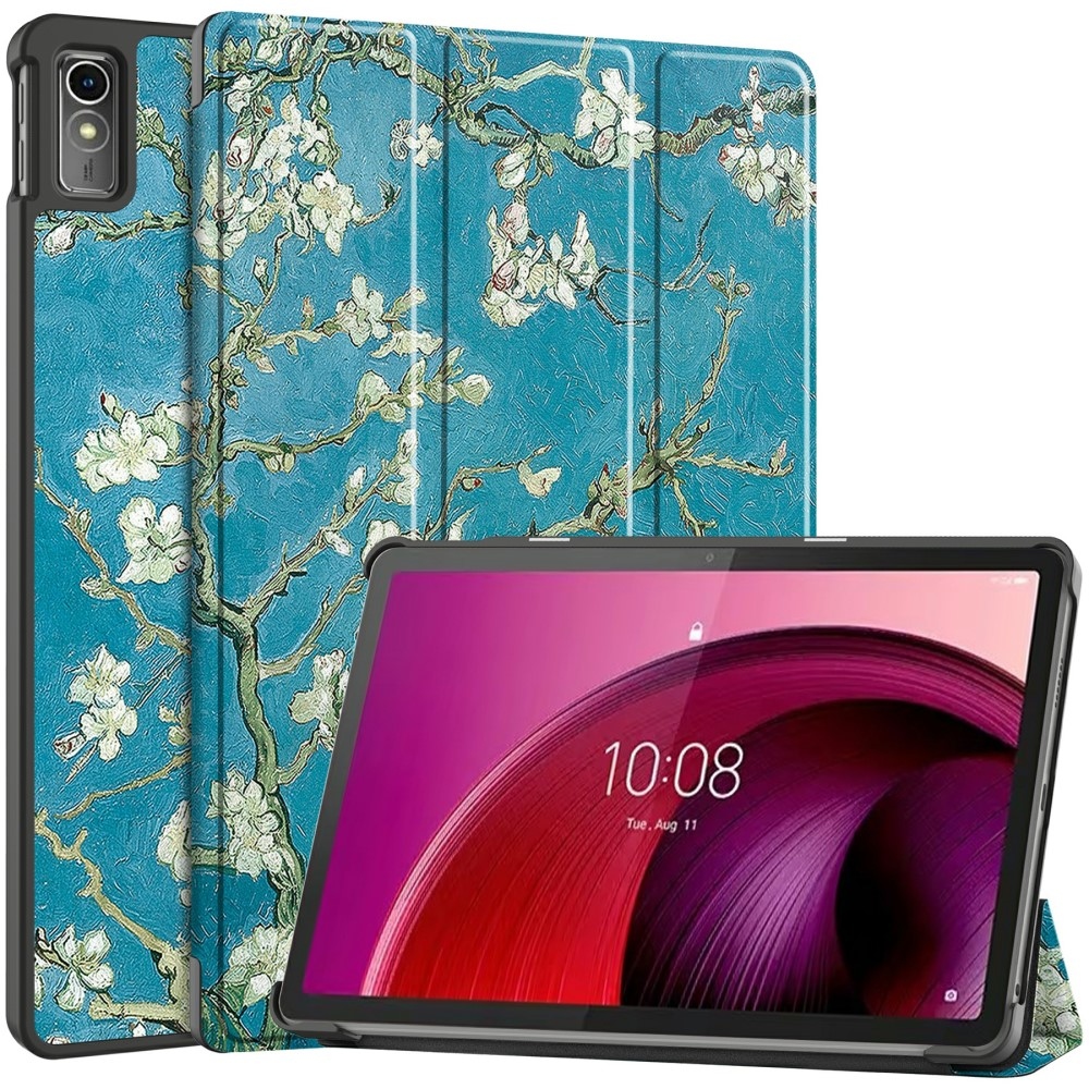 Print chytré zavírací pouzdro na Lenovo Tab M10 5G - bílé květy