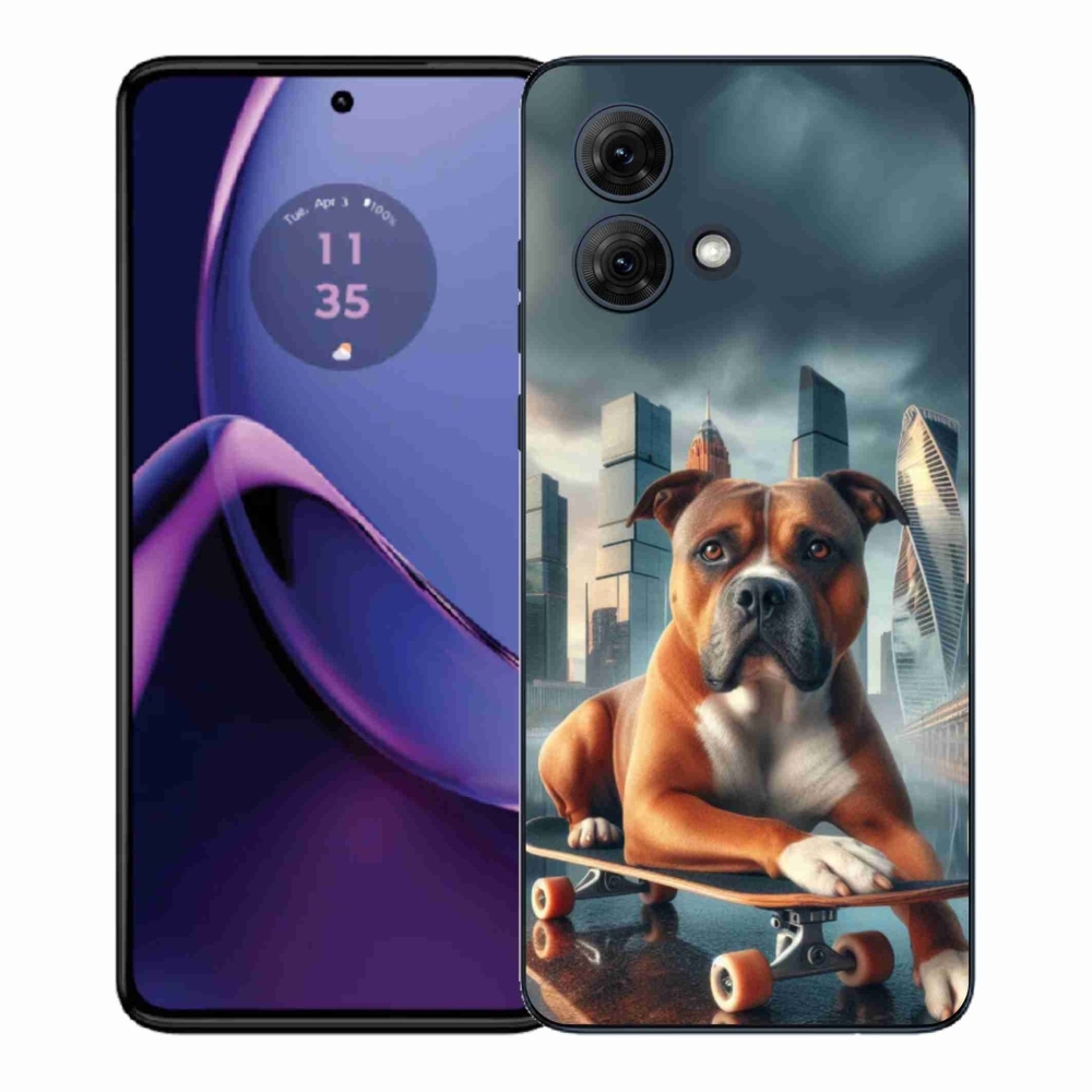 Gelový kryt mmCase na Motorola Moto G84 5G - pes na skateboardu
