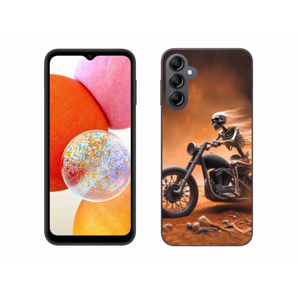 Gelový kryt mmCase na Samsung Galaxy A14 4G/5G - kostra na motorce