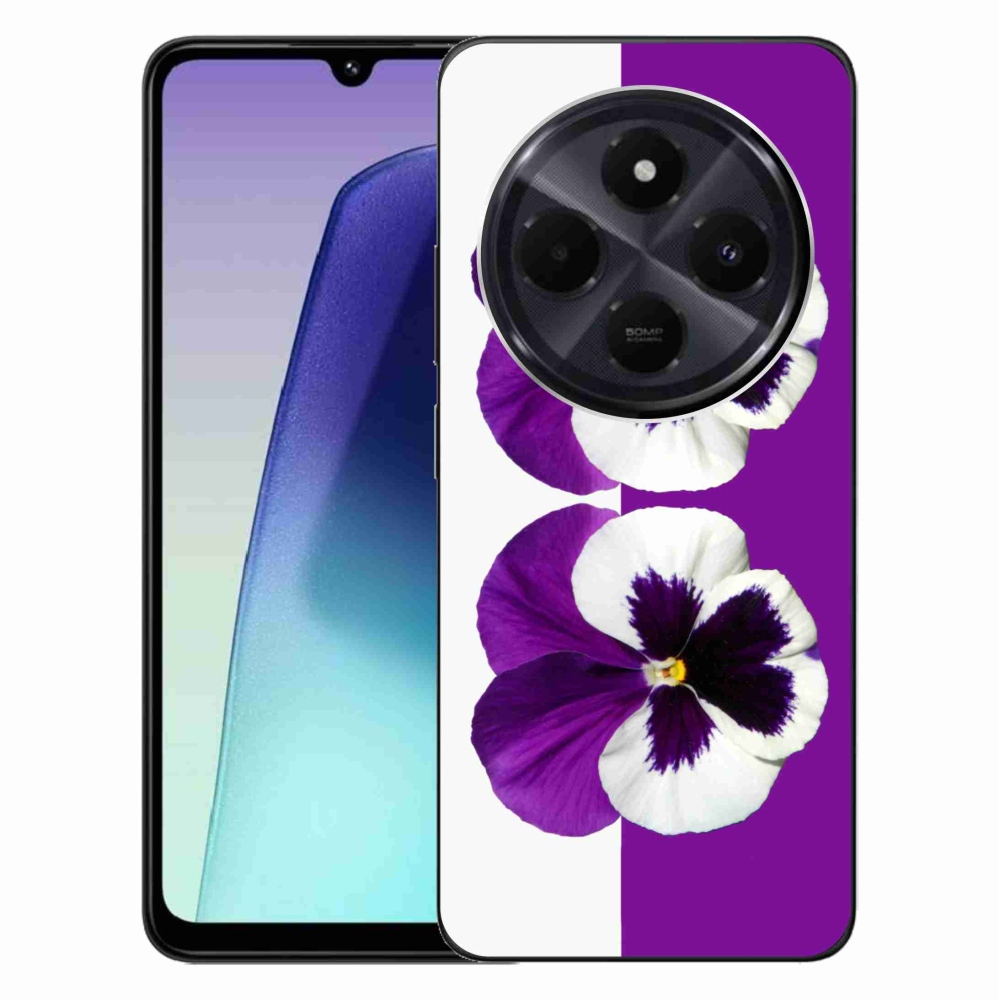 Gelový kryt mmCase na Xiaomi Redmi 14C/Poco C75 - fialovobílý květ