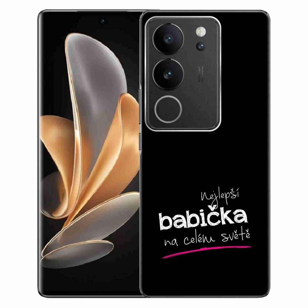 Gelový kryt mmCase na Vivo V29 5G - nejlepší babička 4 černé pozadí