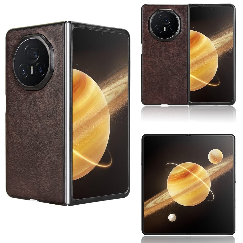 Texture plastový obal s umělou kůží na Honor Magic V3 - hnědý