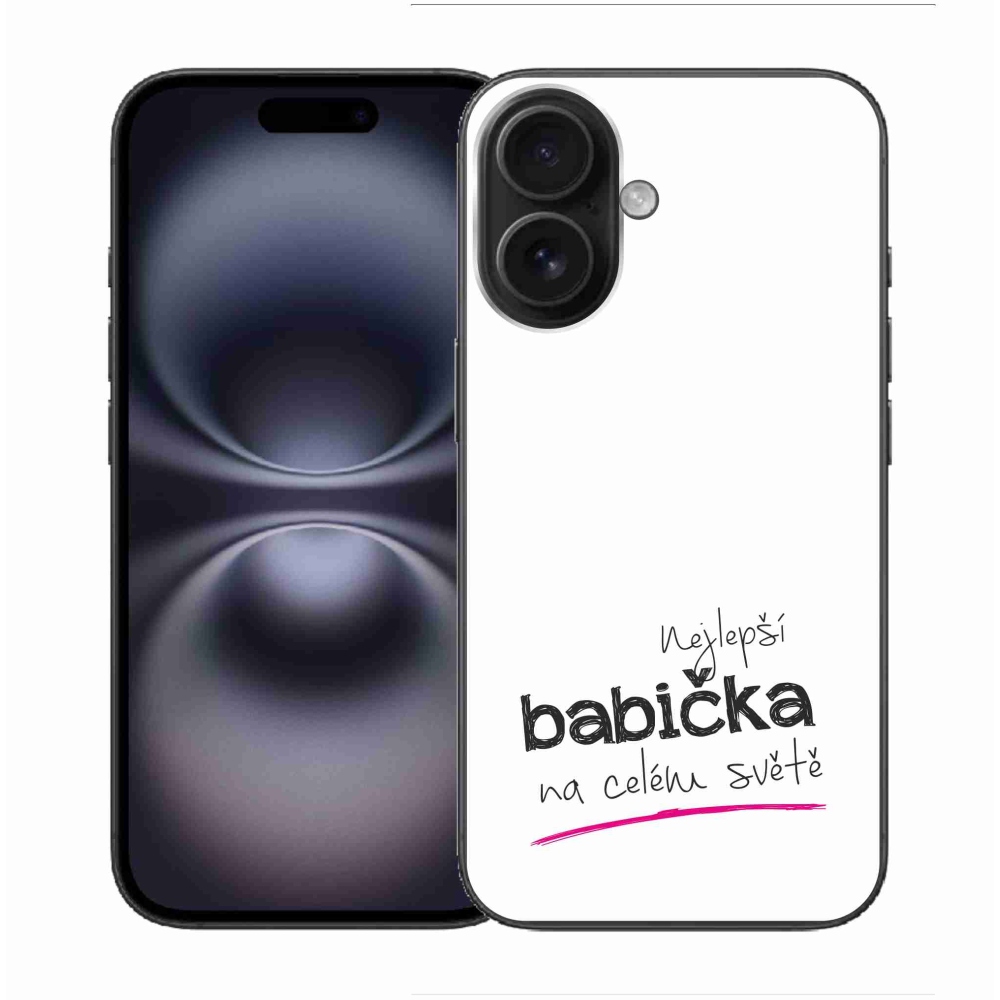 Gelový kryt mmCase na iPhone 16 - nejlepší babička 4 bílé pozadí