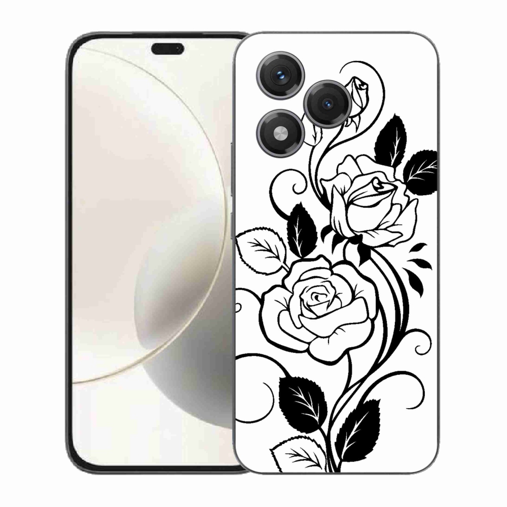 Gelový kryt mmCase na Honor 400 Lite - černobílá růže