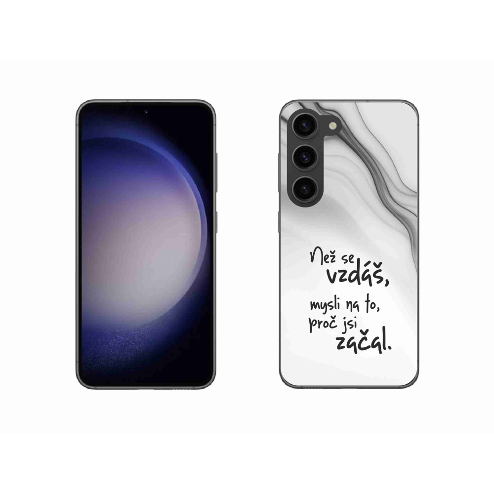Gelový kryt mmCase na Samsung Galaxy S23 5G - citát 2 bílé pozadí
