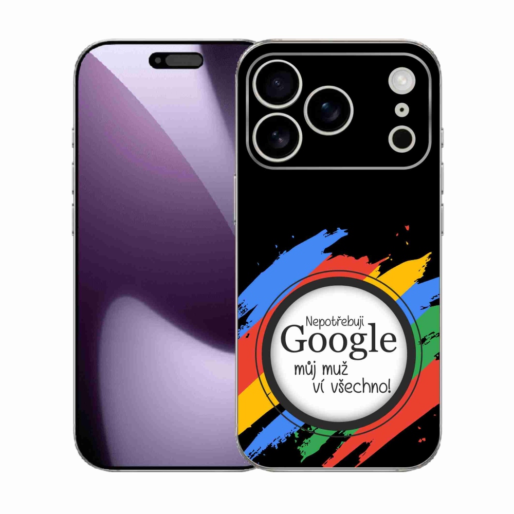 Gelový kryt mmCase na iPhone 17 Pro - muž ví všechno černé pozadí