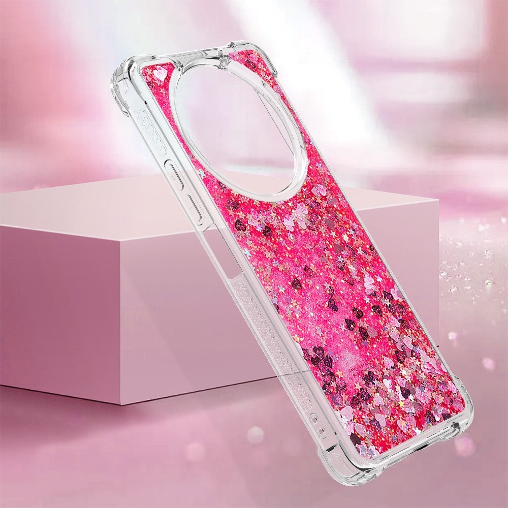 Glitter gelový přesýpací obal na Xiaomi Redmi A3 - růžový/srdíčka