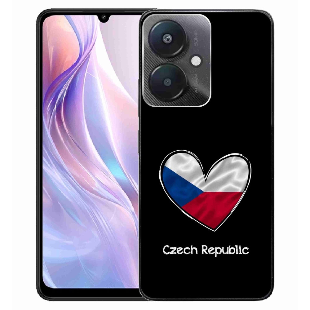 Gelový kryt mmCase na Xiaomi Redmi 13C 5G  - vlajka srdce černé pozadí