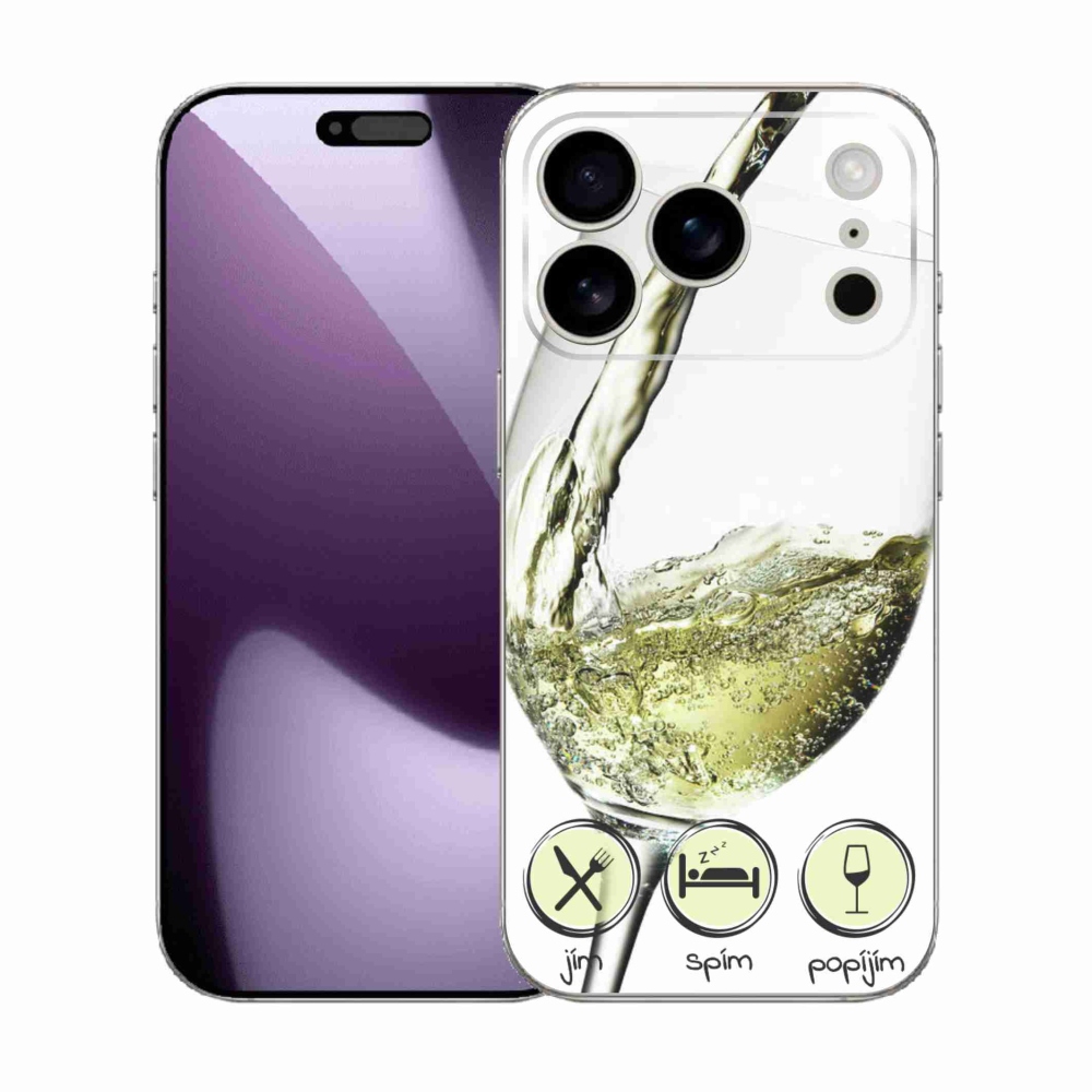 Gelový kryt mmCase na iPhone 17 Pro - sklenička vína bílé