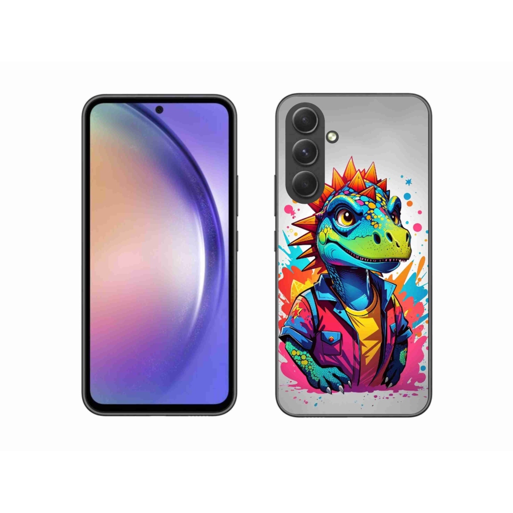 Gelový kryt mmCase na Samsung Galaxy A54 5G - barevný dinosaurus