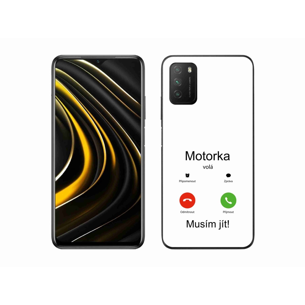 Gelový kryt mmCase na Xiaomi Poco M3 - motorka volá bílé pozadí