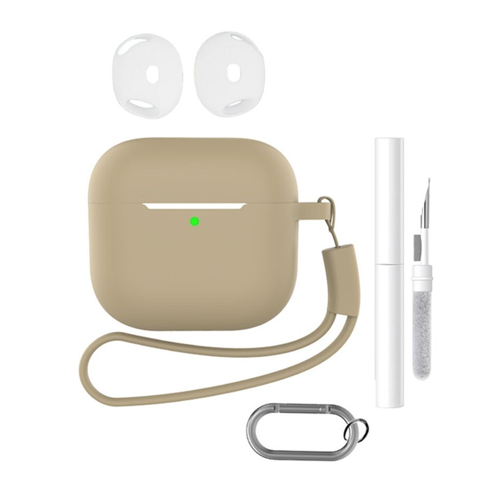 Set silikonový obal na Apple AirPods 4 s čistící sadou - béžový