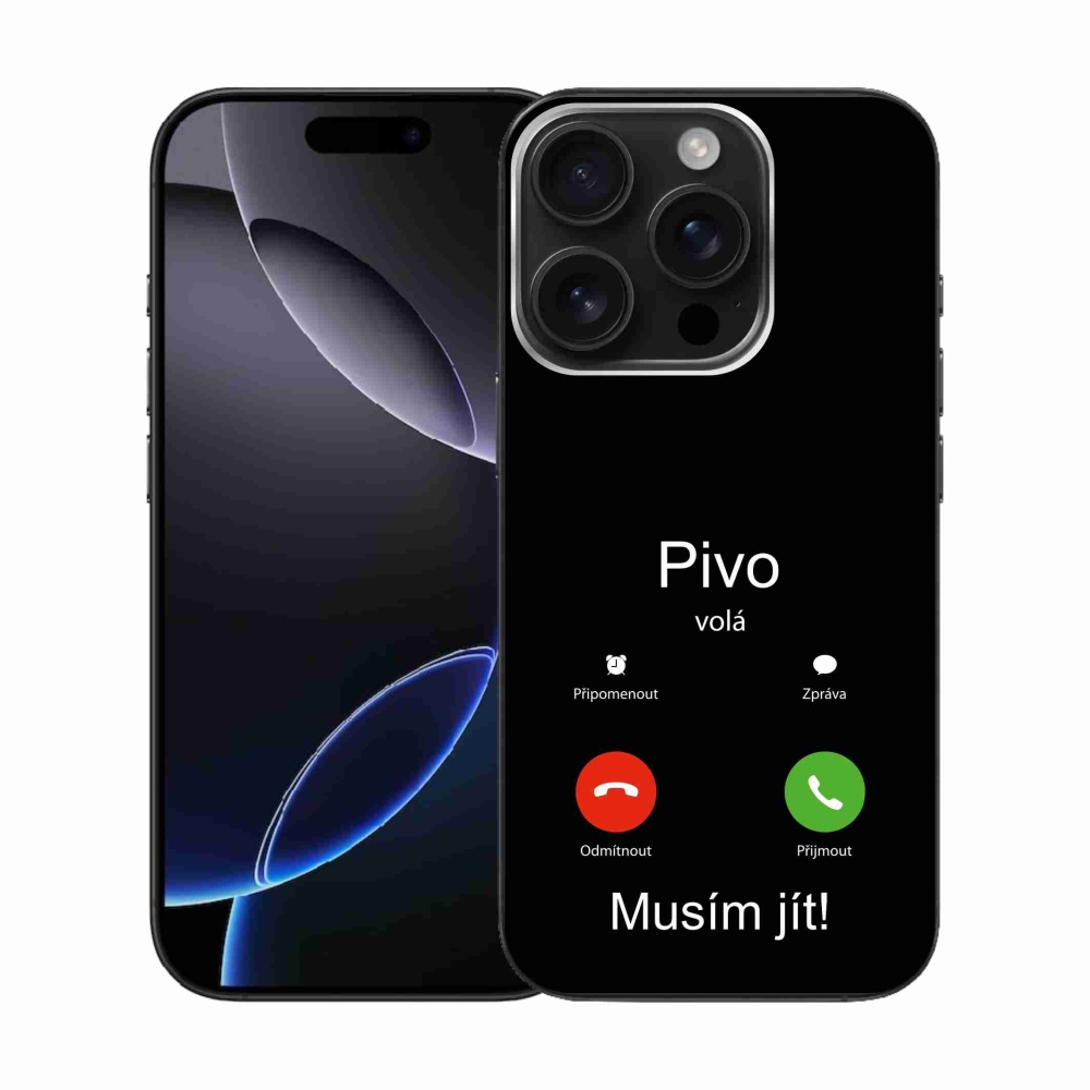 Gelový kryt mmCase na iPhone 16 Pro - pivo volá černé pozadí