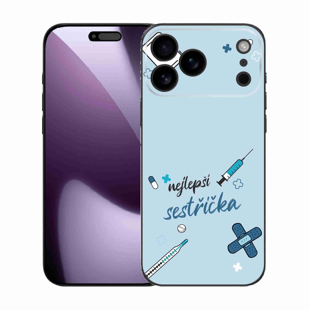 Gelový kryt mmCase na iPhone 17 Pro Max - nejlepší sestřička modré pozadí