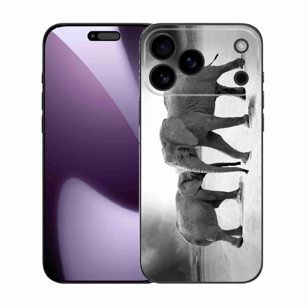 Gelový kryt mmCase na iPhone 17 Pro Max - černobílí sloni