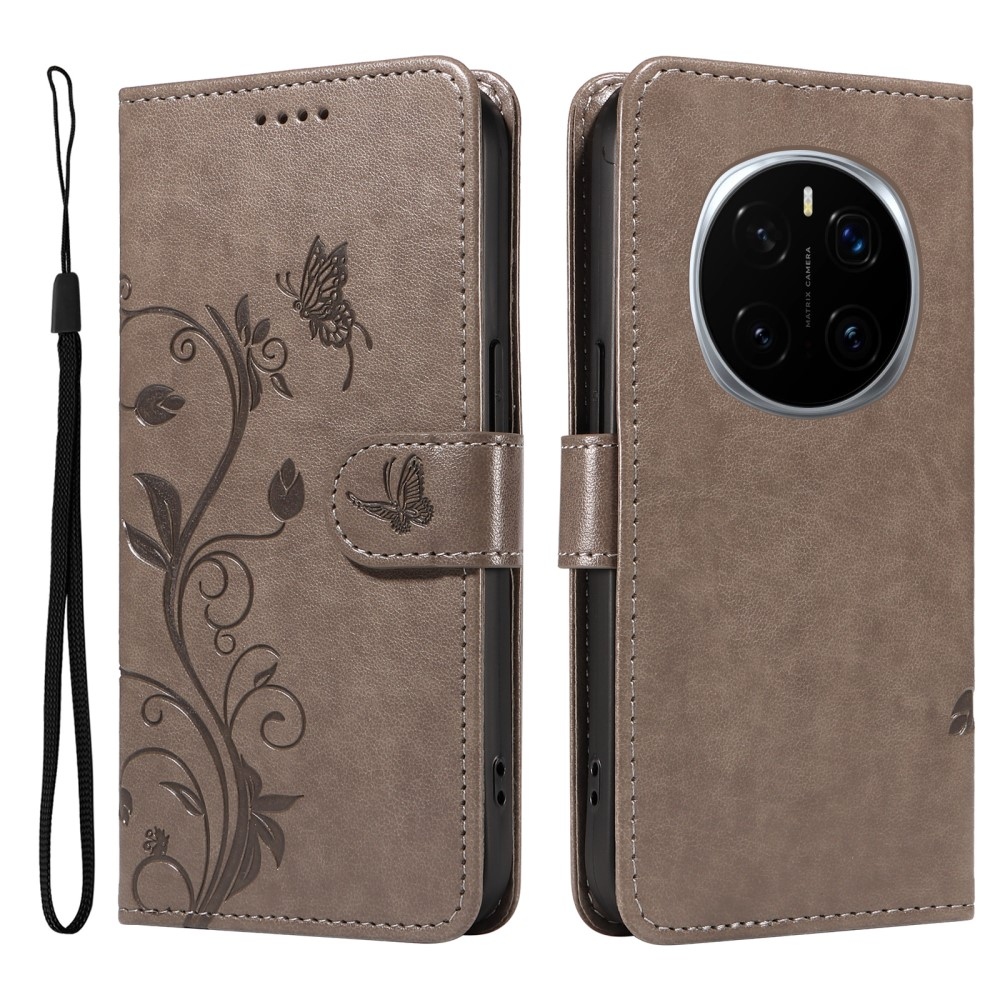 Flowery knížkové pouzdro na Honor Magic 7 Pro 5G - šedé
