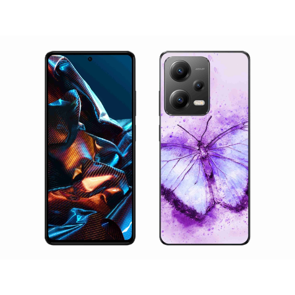 Gelový kryt mmCase na mobil Xiaomi Redmi Note 12 Pro 5G - fialový motýl