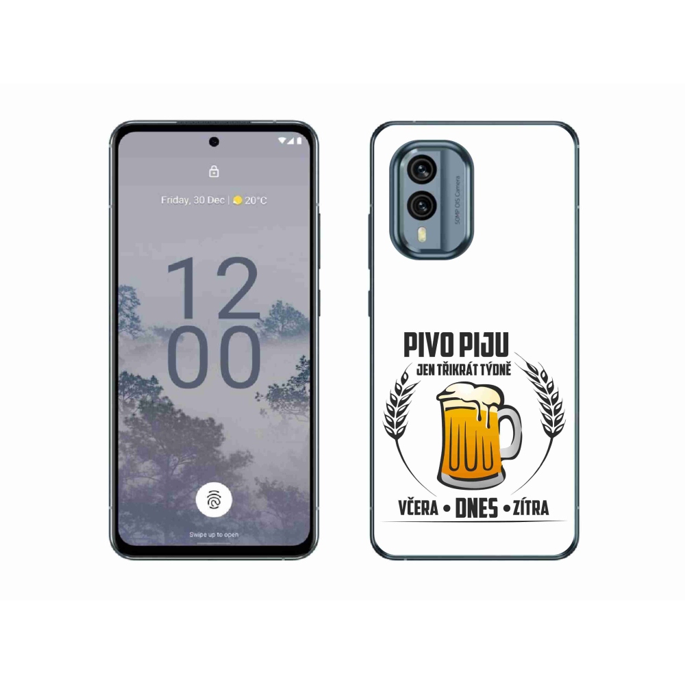 Gelový kryt mmCase na Nokia X30 5G - pivní motiv bílé pozadí
