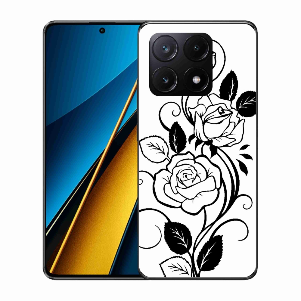 Gelový kryt mmCase na Xiaomi Poco X6 Pro 5G - černobílá růže