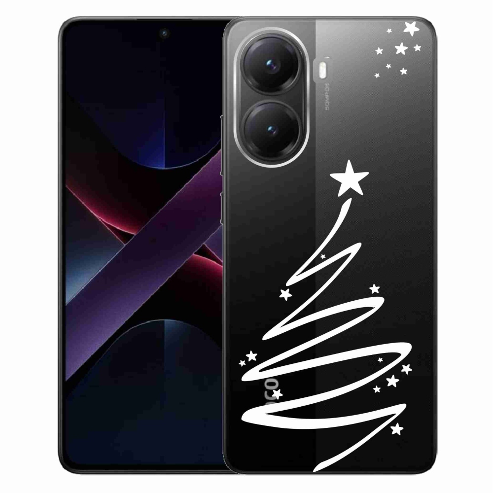 Gelový kryt mmCase na Xiaomi Poco X7 Pro 5G - bílý stromeček na průhledném pozadí