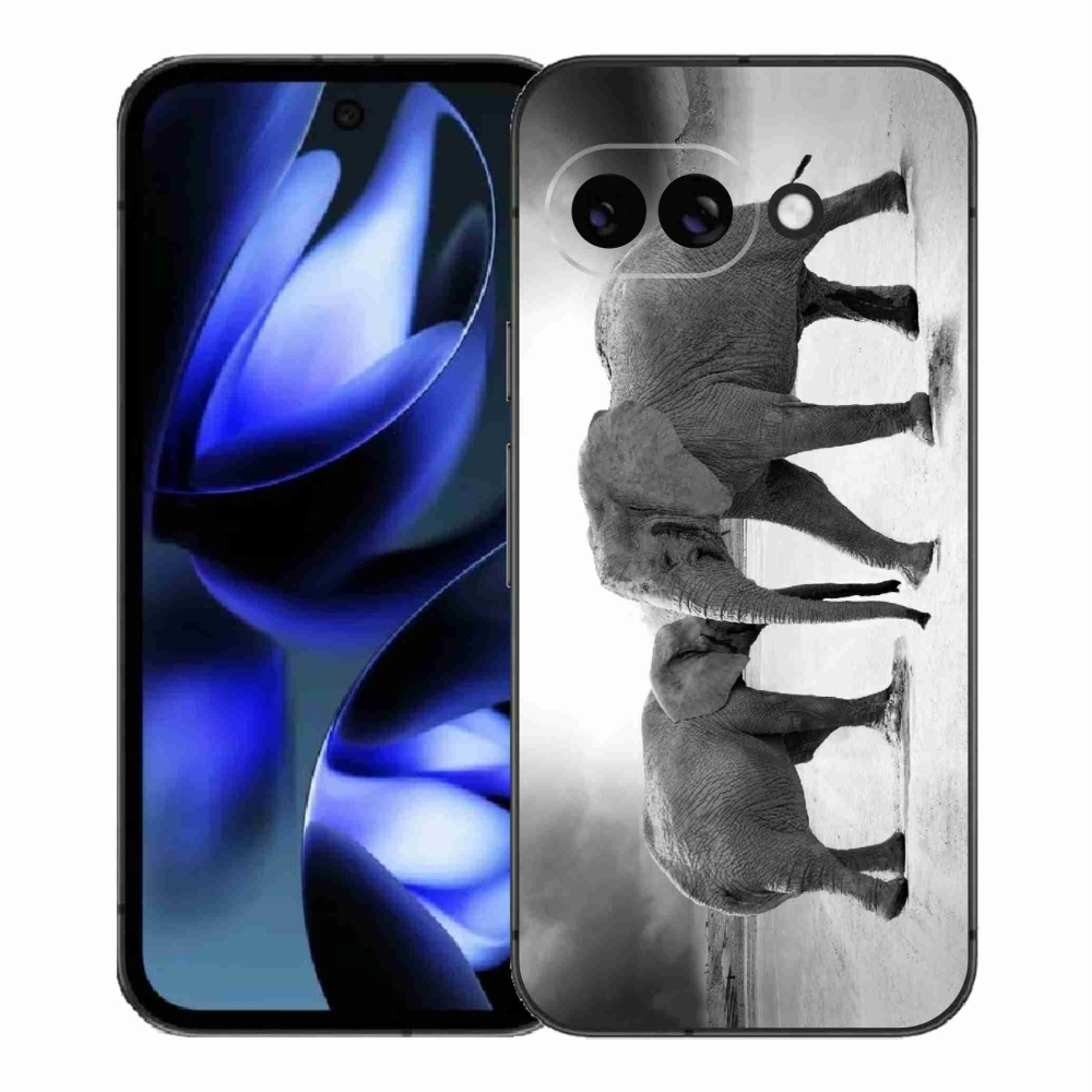 Gelový kryt mmCase na Google Pixel 9a - černobílí sloni