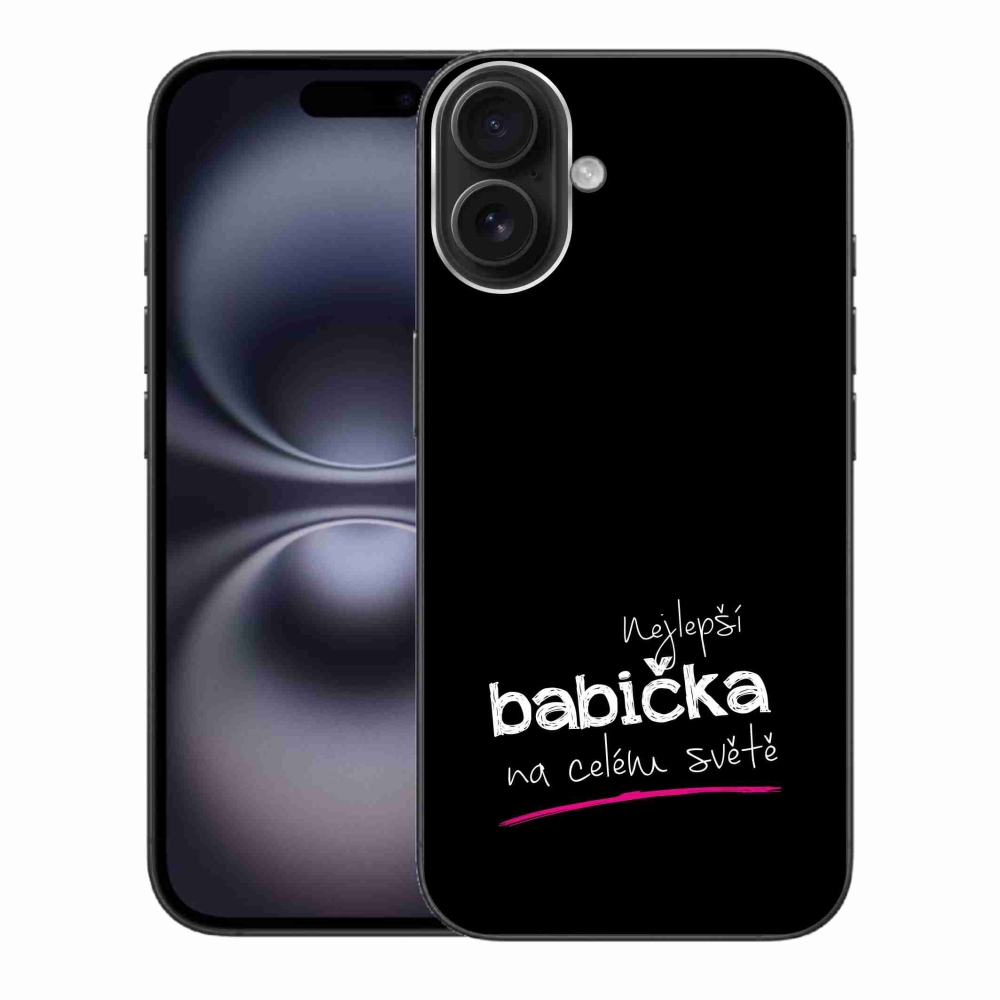 Gelový kryt mmCase na iPhone 16 Plus - nejlepší babička 4 černé pozadí