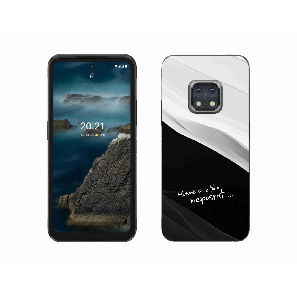 Gelový kryt mmCase na Nokia XR20 - vtipný text 13 černobílé pozadí