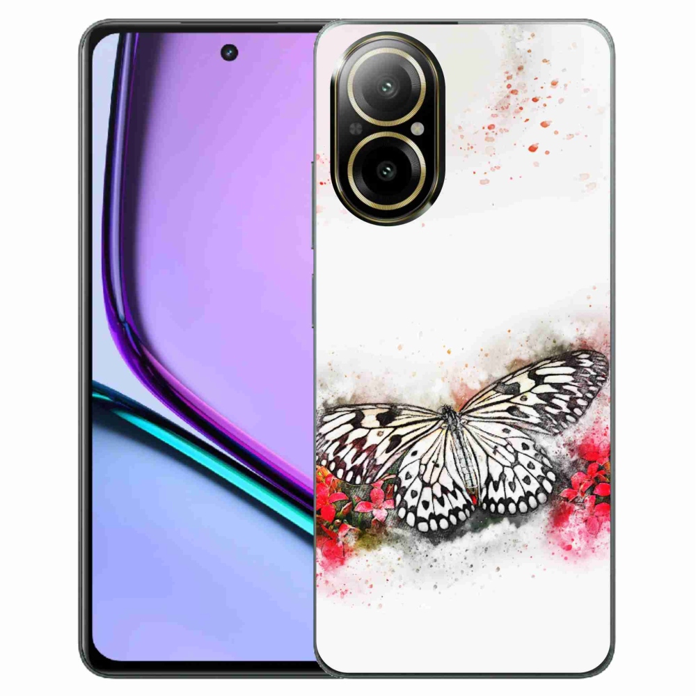 Gelový kryt mmCase na Realme C67 - černobílý motýl