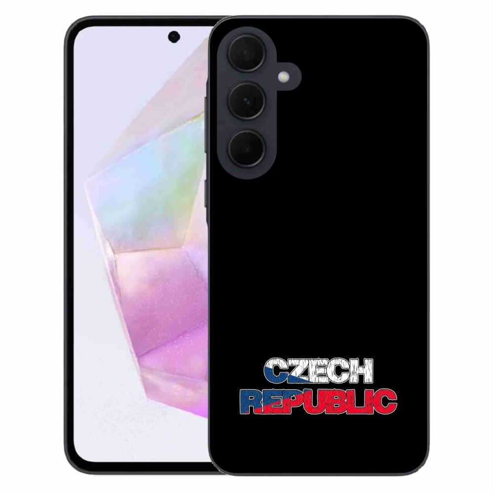 Gelový kryt mmCase na Samsung Galaxy A35 5G - Czech Republic černé pozadí
