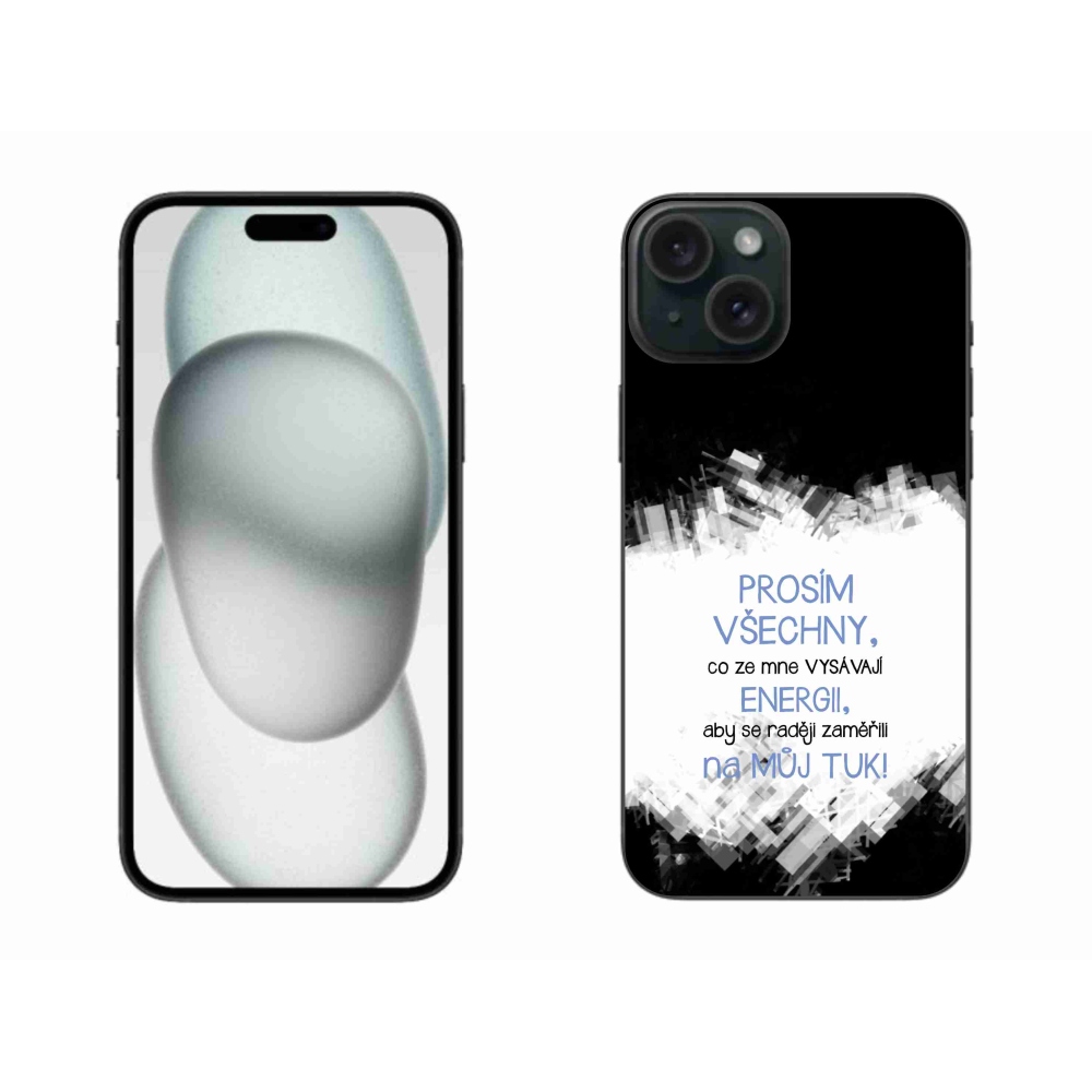 Gelový kryt mmCase na iPhone 15 Plus - vtipný text 1 modrý