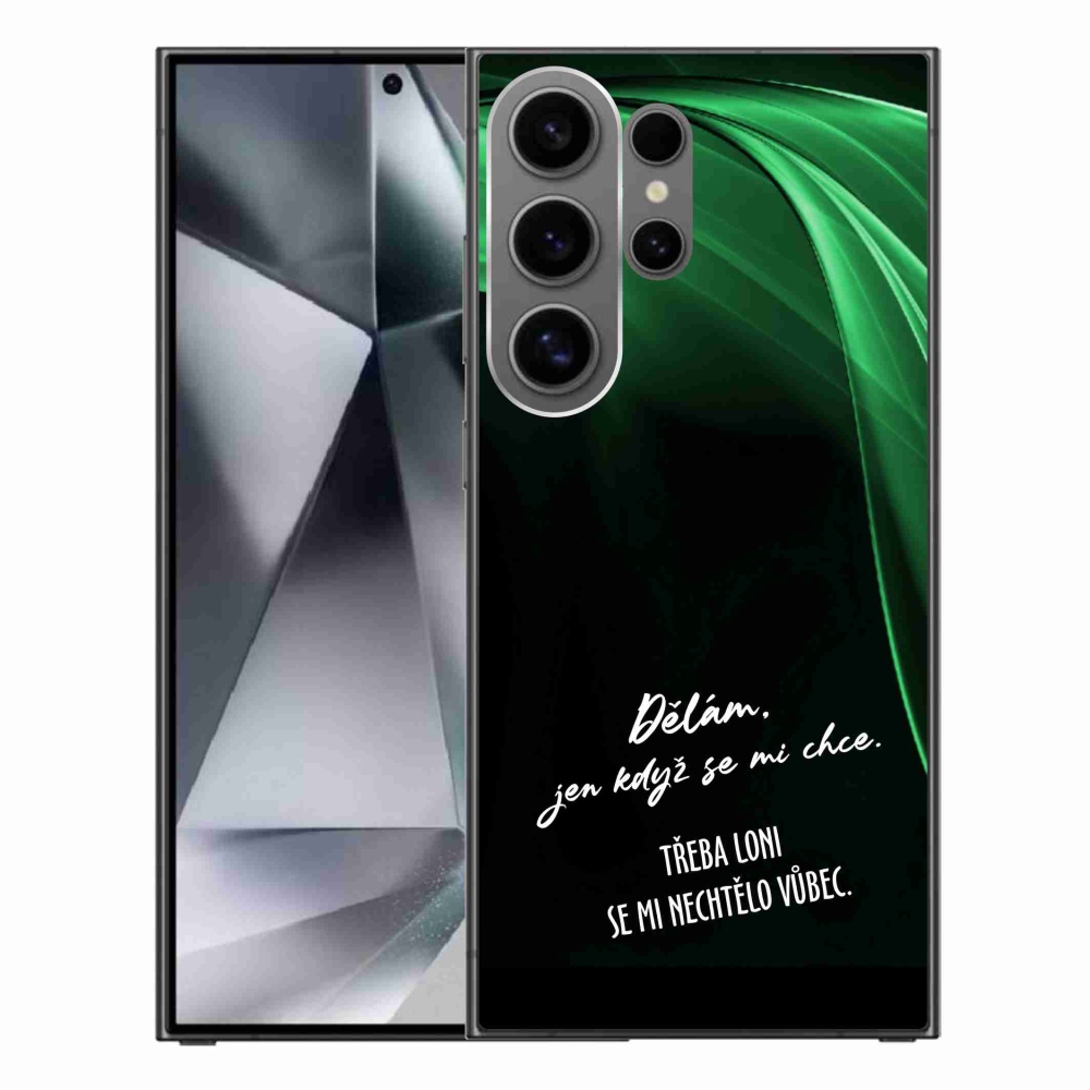 Gelový kryt mmCase na Samsung Galaxy S24 Ultra - vtipný text 12 černé pozadí
