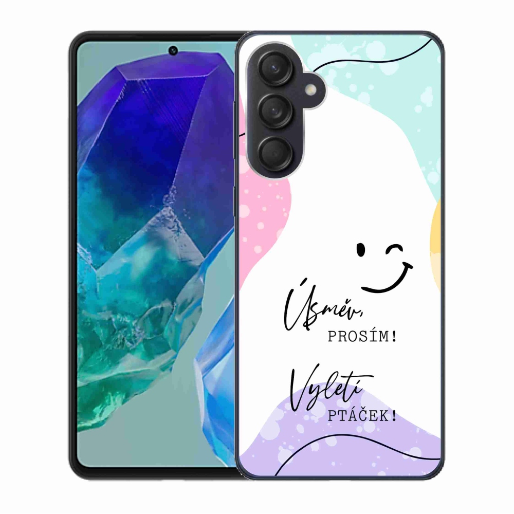 Gelový kryt mmCase na Samsung Galaxy M55 5G - vtipný text 4 bílé pozadí
