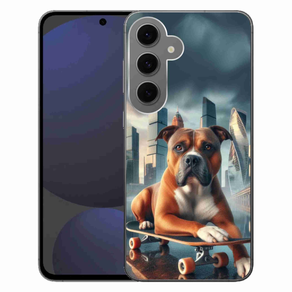 Gelový kryt mmCase na Samsung Galaxy S24 FE - pes na skateboardu