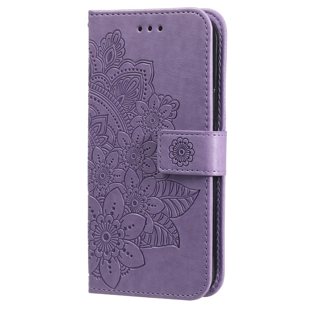Mandala knížkové pouzdro na iPhone 15 Pro - fialové