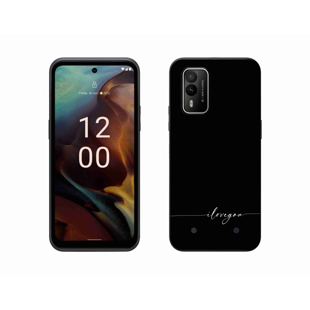Gelový kryt mmCase na Nokia XR21 - I love you černé pozadí