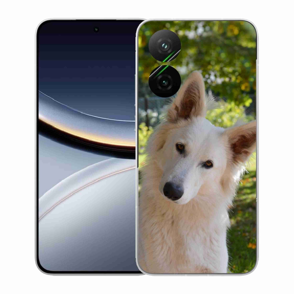 Gelový kryt mmCase na Xiaomi Poco F7 5G - bílý švýcarský ovčák 1