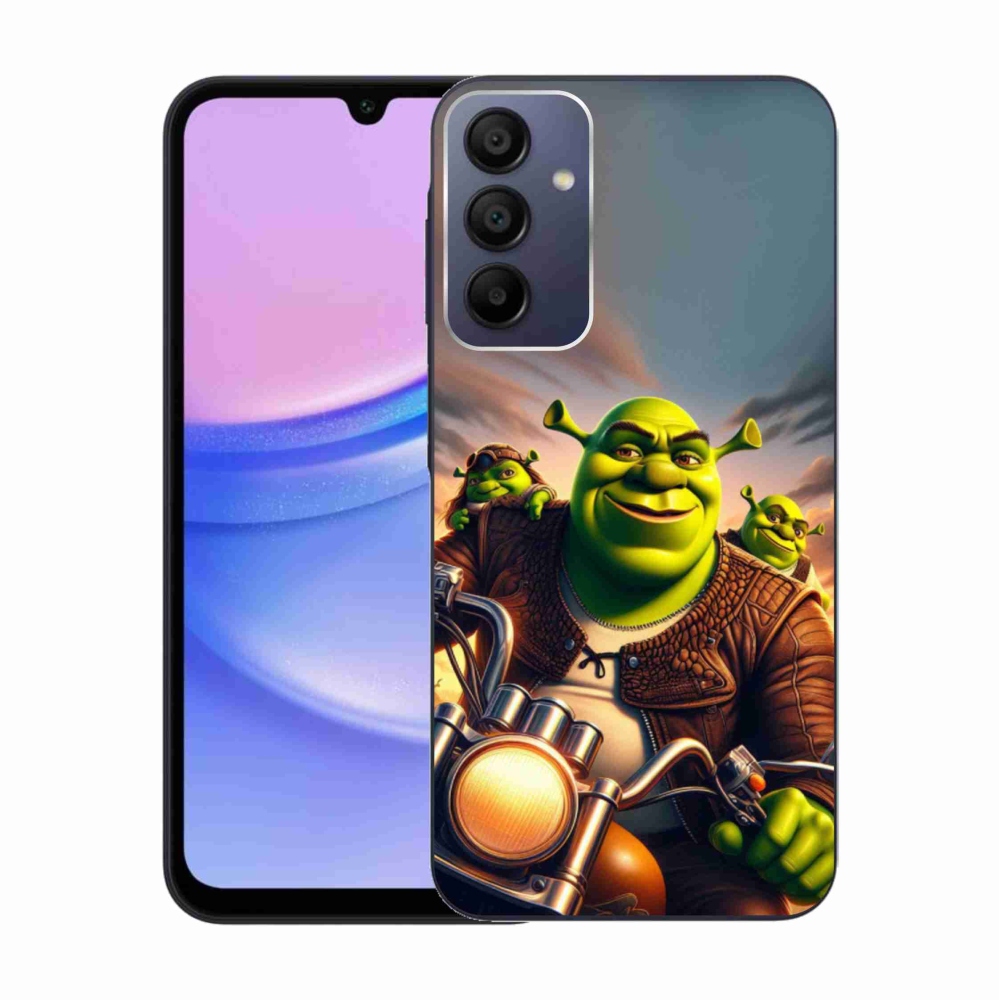 Gelový kryt mmCase na Samsung Galaxy A15 4G/5G - shrek na motorce
