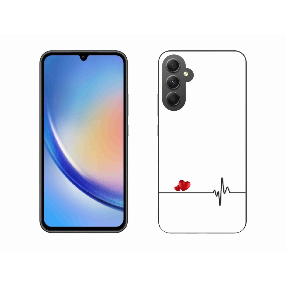 Gelový kryt mmCase na Samsung Galaxy A34 5G - srdce a tep bílé pozadí