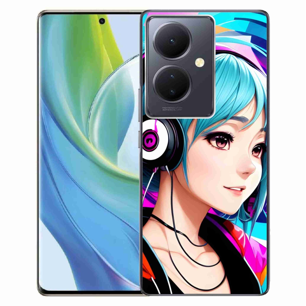 Gelový kryt mmCase na Vivo V29 Lite 5G - dívka se sluchátky